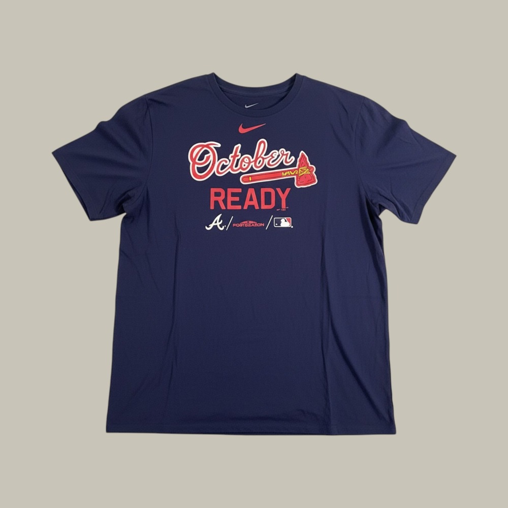 Nike Atlanta Braves 2018 Postseason October Ready MLB T Shirt Navy Men XXL 2XL
